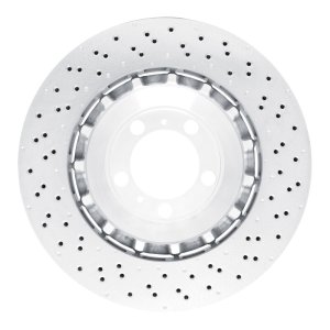 Porsche 911 Brake Rotor (1) - Left Front - R1 Concepts - Drilled Carbon Alloy GeoMET - `13-`19